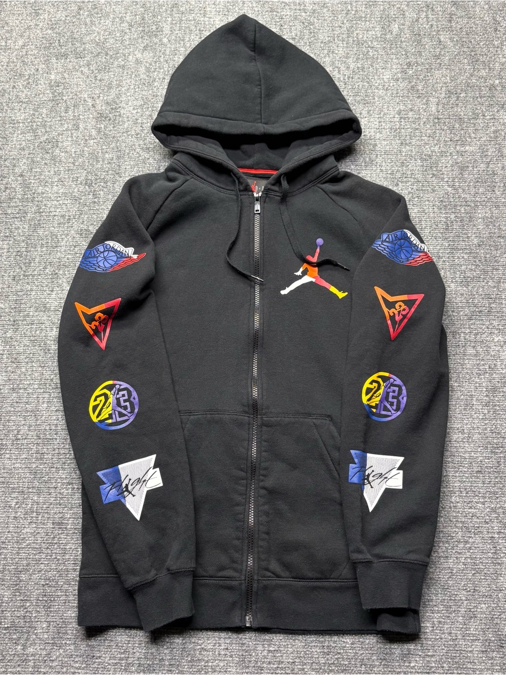 Nike Air Jordan DNA Hoodie Mens Small Black Jumpman Logo Flight Full Zip
